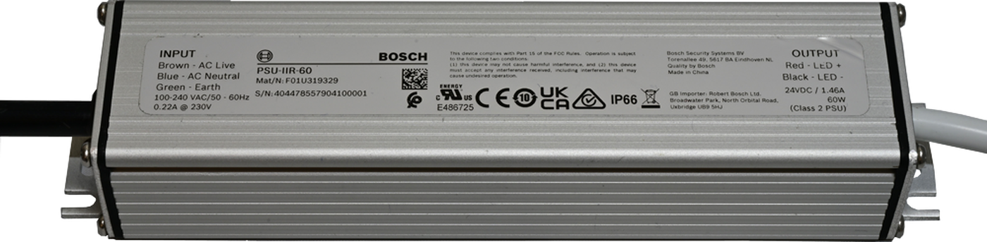 Power supply, 100-240VAC/24VDC, 2.5A